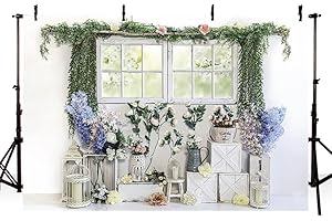 AIBIIN 2,1 x 1,5 m wiosenne okno fotograficzne tło wielkanocny ogród trawa kwiat urodziny przyjęcie portret dekoracja tło baby shower dekoracja studio fotograficzne rekwizyty