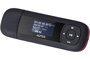 AGPTEK Portátil Reproductor MP3 8GB con USB Flash, Radio FM, Grabación de Voz, Memoria USB, Soporta Expansión hasta 128GB, NO Necesita Cable de Data, Negro