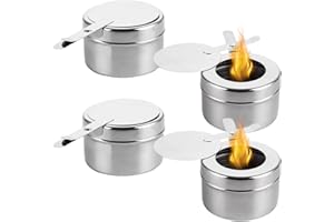 Zyluniy 4 Pezzi Contenitore per Pasta Combustibile con Coperchio, Bruciatore ad Alcool Portatile in Acciaio Inox, Mini Fornello per Campeggio, Escursionismo, Fonduta e Picnic