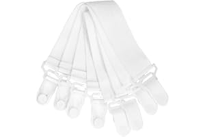 GAEIRT Mattress Fasteners, Bed Sheet Clip Adjustable 4PCS Metal Clips with Suspender Clips for Mattress Pads Comforters Blankets, F(White)