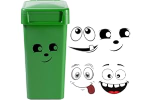 COSYSPARKS Funny Adesivi per Bidone di Spazzatura, 4 Fogli Cartoon Expressions Adesivi per Bidoni Della Spazzatura Adesivis Bidonis Occhi E Bocca Adesivi Murali Decorativi Autoadesivi (B)