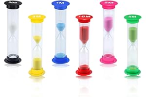 SIKAMARU 6 szt. timera klepsydry, 30 sek/1 min / 2 minuty / 3 minuty / 5 minut / 10 minut PVC szkło klepsydra ABS do klasy, domowego biura, gry