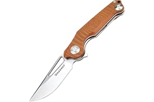 Harnds Time Navaja de Bolsillo Plegable 14C28N Hoja Mango G10 Rodamiento Cerámico Camping Outdoor Supervivencia EDC Cuchillo (Marrón)