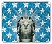 Produktbild New York Maus Pad, Mosaik-Stil Freiheitsstatue Figur auf Nautical Stars Hintergrund, Standard Größe Rechteck rutschfeste Gummi Mauspad, Salbei Grün Blau und Weiß