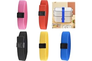 Yallmie 5Pcs Lunch Box Bands Elastic, Adjustable Lunchbox Band, Bento Box Strap, Lunchbox Strap for Picnic, Classroom, Camping, Travel