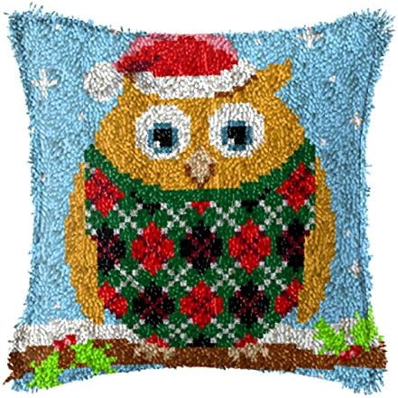 Latch Hook Complete Cushion Cover Kit"Fun Winter Owl"43x43cm