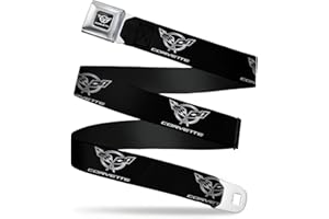 BUCKLE-DOWN Buckle Down Sicherheitsgurt – Corvette schwarz/silber REPEAT – 2,5 cm breit – 50,8-91,4 cm lang