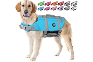 EMUST Dog Life Jackets, Dog Life Vests for Swimming, Beach Boating with High Buoyancy, Dogs Flotation Vest for Small/Medium/Large Dogs, S, NewSolidblue