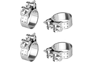 MUZHUPGUZ 4 Stück Gelenkbolzenschelle Edelstahl 304, Spannbereich 32-35mm Einstellbar Schlauchschellen, Rohrschelle, Spannbackenschellen, Edelstahl Auspuffschelle Gelenkbolzenschellen für Schellen