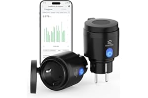 EIGHTREE Enchufe Inteligente WiFi Exterior 16A, Tomada Inteligente IP44 Impermeable, Enchufe WiFi con Control por Voz y App, Monitor de Energía y Temporizador, Compatible con Alexa/Google/SmartThings