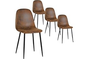 Homy Casa Set of 4 Dining Chairs Faux Suede Scandinavian Vintage Kitchen Chairs for Dining Room, Brown