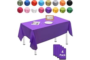 MORAINJAY Mantel Desechable Púrpura Oscuro 137x274cm, Rectangular Impermeable Antimanchas, 4 Piezas Para Decoración de Navidad, Cocina, Cumpleaños Infantil, Picnic, Fiesta