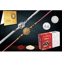 DeoDap Multicolor Unique Bracelet / Rakhi for Brother, Bhaiya, Bhabhi, Rakhi Set of 2 & Rakhi Rituals Combo, Rakhi with…