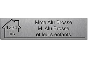 Plaque gravée pour nom et numéro boîte aux lettres autocollante 10x2,5cm personnalisée 1 à 3 lignes Alu Brossé