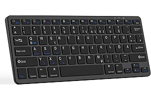 CC STORE Bluetooth Tastatur Deutsche Drahtlose Tastatur Ultradünne Kompatibel mit iOS/Android/Windows System Wiederaufladbare Tastatur für iPad/iPhone//Laptop/Smartphone/Tablet/Computer /PC QWERTZ DE Layout