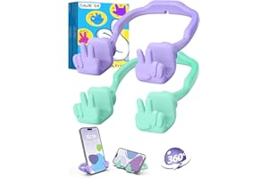 CALDEVER Geschenke für Frauen Männer Mädchen und Jungen Handyhalterung: Weihnachten Geschenk Yeah-Geste Handyhalter Nikolaus Handyständer für Tisch Kleine Gadgets Kinder zu Weihnachten Geburtstag (Lila Grün)