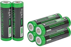 LOTUS POWER 6 sztuk baterii Ni-MH AA do ponownego ładowania, przenośne akumulatory AA 2800 mAh 1,2 V AA (sześciopak)