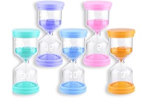 Frasheng Clessidra a Sabbia,5 Pezzi Clessidra Set,Sabbia Timer,Timer dell'orologio,Clessidre Colorato Sabbia Orologio Timer da Cucina Time Management Include clessidre da 3 Minuto,5,10,15,e 30 Minuti