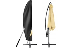VORHOT Copri Ombrellone per Ombrello a Sbalzo Ø 2-4m, 420D Oxford-Tessuto Copertura Protettiva con Attrezzo, Impermeabile Anti-UV Telo per Ombrellone da Giardino Spiaggia Balcone, 265 x 40/70/50CM