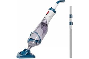 Enhulk Pool Bodensauger mit Betriebsdauer bis zu 60 Minuten, Poolreiniger mit Teleskopstange, Absaugung bis zu 4200L/H, Ideal für oberirdische Pools/Spas usw, Blau