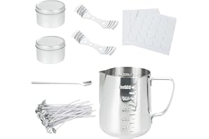 Kit per Realizzare Candele, Weinsamkeit Kit per Candele, Fabbricazione Candele Kit DIY Set Regalo, Vasetto per Versare, Barattoli di Candela, 50 Stoppini, 50 Adesivi Stoppini, Portacandele E Cucchiaio