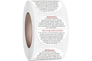 Katutude 500 Etichette di Avvertimento per Sciogliere La Cera, Etichette di Sicurezza per Candele di Cera di Soia, Candela Adesivo di Avvertimento Portacandele Contenitore per Candele