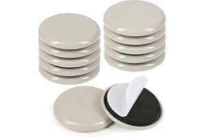 GINOYA Lot de 12 patins de meubles en bois dur pour un déplacement facile sur moquette et bois dur Beige 50 mm