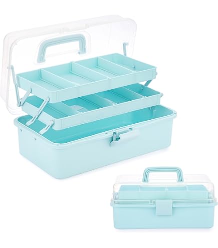 2 Stück 3-lagige Aufbewahrungsbox – 33x18x17 Cm, Mit Fächern, Für Basteln, Nähen, Kosmetik & Kleinteile