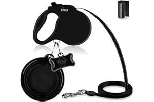ETACCU Retractable Dog lead 16.4 Feet Extendable Dog Lead Tangle Free 1 Handed Brake Anti Slip Reflective for Small Pet 44 Lbs or Less Without Collars Harnesses (M丨Black)