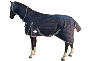 EQUITACK YOUR PASSION IS OUR MISSION Equitack 210D Stalldecke Pferdedecke Winterdecke mit Hailsteil 200G Füllung Navy 145cm