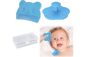Wekuw 2 Pezzi Spazzola Neonato Pettine Crosta Lattea Neonato Spazzola Bagno Bambini Silicone Pettine Crosta Lattea Aiuta a Massaggiare Delicatamente Il Cuoio Capelluto, Adatto a Neonati e Lattanti