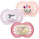 MAM Original Baby Pacifier + 6 Months, Matte Pink, 3 pcs | Day and Night with Symmetrical, Flat and Flexible Skin Soft Silico