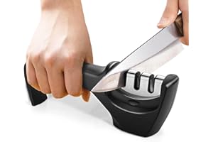 Aiguiseur de couteaux JANREAY Aiguiseur manuel professionnel avec pierre céramique à 3 niveaux, carbure de tungstène, pierres à aiguiser diamantées Accessoires pour couteaux de cuisine.