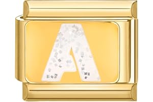 papasgix Italian Charms Gold Module Buchstaben A-Z für 9mm Italian Charm Bracelet DIY Italian Style Charms für Damen Italienisches Charm Armband Zubehör Junge Mädchen Geschenk