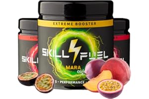 Skill4Fuel® Extreme Booster - Energy Pulver mit ALCAR, DMAE, TAURIN, CHOLINE, TYROSINE - extrem hochdosiert, 180mg Koffein & 200mg NewCaff | 60 Scoops | 300g (Mara Cuja)