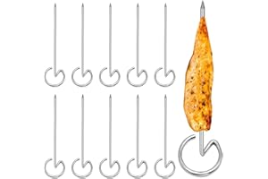 MEZOKUCEL Brochettes de friteuse à air de 10 pièces pour brochettes de barbecue universelles de 4 pouces de longueur (argent)