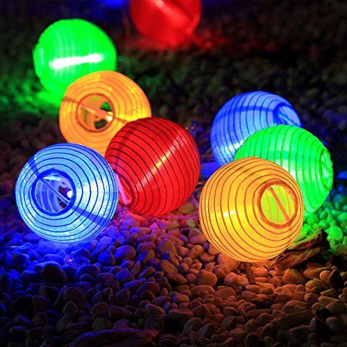 InnooTech Solar Lichterkette Lampion 30er LED 6 Meter Laterne Gartenbeleuchtung Innen- und Außenbereich mit Batteriehalter für Weihnachten, Party, Hochzeit, Deko, Feiern ,Garten, Terrasse, Hof, Haus, Tannenbaum warmweiß Bunt - 2