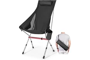 OKYUK Silla Plegable de Camping 2025 – Silla de Exterior Ajustable en 3 Alturas (96/98/100 cm), Portátil y Fácil Montaje, para Acampada, Playa, Fiestas – Soporta 150 kg, Ligera (Negro)