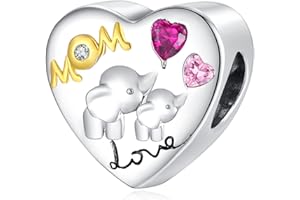 H.ZHENYUE Charm para pulseras Plata Ley 925 con Circonita Cúbica para mujeres collares regalo Heart Animal Gosegold Abalorios circonita,Navidad,San Valentín,día madre,Abalorios regalo mujeres y niñas