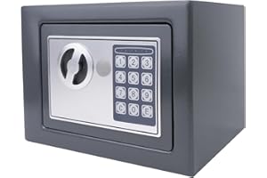 VANDISE Mini-Metalltresor, feuerfest, wasserdicht, mit digitaler Tastatur und Verriegelungsbolzen, 4,6-l-Safe für Zuhause und Büro, Reisepässe, 23 x 19 x 19 cm, Grau