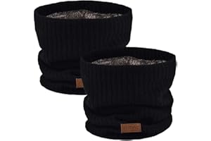 NovForth Winter Neck Warmer Fleece Lined Infinity Scarf Double-Layer Fleece Thicken Windproof and Dust Skiing Circle Lining Knit Infin for Mens Womens