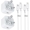 MFi Certified iPhone Fast Charger Plug and Cable 2M 2Pack, 20W USB C Power Adapter for iPhone 14 13 12 11 Pro Max/Mini/XS/X/8/SE