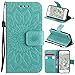 Produktbild iPhone SE Ledertasche, ZXK CO Mandala PU Ledertasche Flip Wallet Case Cover für iPhone SE/5S/5 Leder Hülle Schutzhülle Brieftasche im Bookstyle mit Karten Slots Standfunktion und Magnetverschluß-Grün