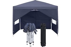 FIVMEN Carpa Plegable 3x3m con Paneles Laterales y Ventanas y Bolsa de Transporte Cenador Pabellón Protección UV Carpa para Fiestas Impermeable Gazebo Jardín Exterior Tipo B (Antracita)