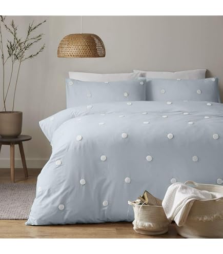 JANZAA Set Copripiumino King Size Blu Minerale Con Volant – 3 Pezzi Morbidi In Microfibra, Stile Bohémien Shabby Chic