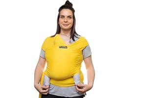 CuddleBug Fascia Porta Bebé Neonato e Bimbi fino a 16 Kg – Fascia Neonato per Trasporto a Mani Libere – Marsupio Bambino a Fascia – Ideale come Regalo Nascita e Baby Shower (Giallo/Yellow)