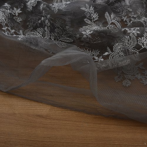Sundlight gestickte Spitze 2 Yards Rosen Polyester Spitze Stickerei Hochzeits Kleid Gewebe-grau - 3