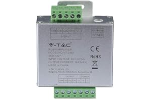 V-TAC Amplificador de señal para controlador de tira LED RGBW, 12-24V, 4 canales, 6A para canal máximo de 24A