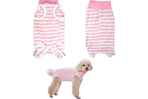 Anseom Tuta per il Recupero del Cane, Righe Tuta di Recupero per Cani, Body Post Operatorio Cane, Tuta per Cani Protezione per Ferite, Anti-Leccamento Tutina Post Operatoria Cani (S)