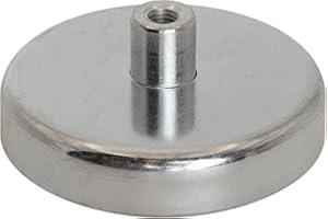 FIRST4MAGNETS Ferrite Pot Magnet with M5 Internal Thread for Arts, Crafts, Model Making, DIY and Hobbies - 50mm dia x 10mm thick - 22.5kg Pull - Pack of 10